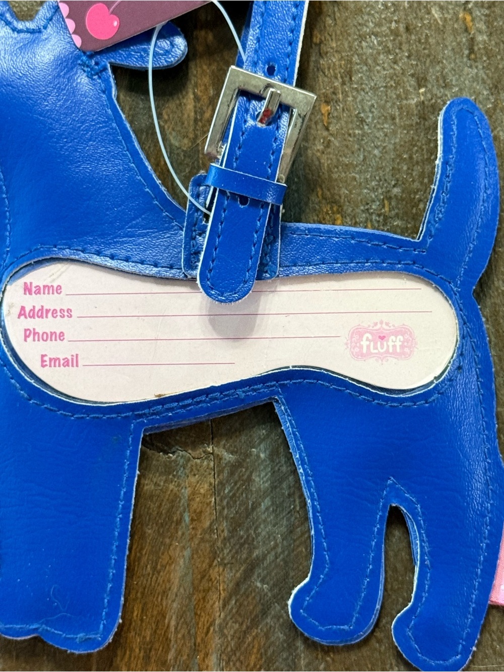fluff Los Angeles Faux Leather Whimsical Dog Luggage Tag NWT - Picture 5 of 6